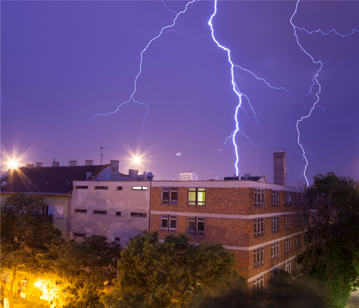 lightning striking a building